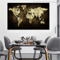 Golden World Map Painting Canvas Print