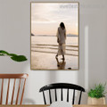 Revolving Girl Landscape Contemporary Framed Painting Image Canvas Print for Room Wall Adornment