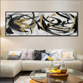 Black and Gold Abstract Curves Painting Canvas Print