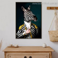 Zebra in Raiment Animal Abstract Contemporary Framed Artwork Photo Canvas Print for Room Wall Decor