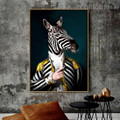 Zebra in Raiment Animal Abstract Contemporary Framed Artwork Photo Canvas Print for Room Wall Molding