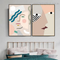 Face Kiss Abstract Minimalist Contemporary Framed Painting Pic Canvas Print for Room Wall Ornament