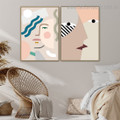 Face Kiss Abstract Minimalist Contemporary Framed Painting Pic Canvas Print for Room Wall Assortment