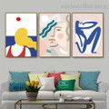 Blue Lady Abstract Minimalist Contemporary Framed Artwork Image Canvas Print for Room Wall Decor