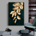 Gilded Leaves Abstract Modern Framed Painting Portrait Canvas Print for Room Wall Flourish