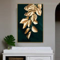 Gilded Leaves Abstract Modern Framed Painting Portrait Canvas Print for Room Wall Decor