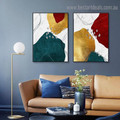 Teal Red Abstract Modern Framed Artwork Picture Canvas Print for Room Wall Decoration