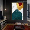 Golden Teal Abstract Modern Framed Artwork Image Canvas Print for Room Wall Decor