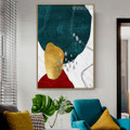 Teal Golden Abstract Modern Framed Painting Photo Canvas Print for Room Wall Decoration
