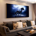 Dashing Horse Modern Animal Photo Canvas Print for Living Room Decor