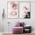 Pinky Roses Floral Contemporary Framed Painting Pic Canvas Print for Room Wall Moulding