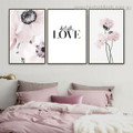 Love Flowers Floral Contemporary Framed Artwork Portrait Canvas Print for Room Wall Assortment
