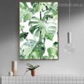 Green Split Leaves Botanical Minimalist Nordic Framed Painting Picture Canvas Print for Room Wall Decor