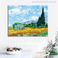 A Wheat Field with Cypresses Impressionist Painter Van Gogh Painting Print