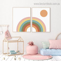 Split Rainbow Kids Modern Framed Painting Picture Canvas Print for Room Wall Decor