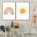 Daystar Rainbow Kids Contemporary Framed Artwork Image Canvas Print for Room Wall Decoration