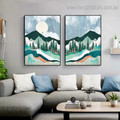 Green Mounts Landscape Nature Contemporary Framed Painting Image Canvas Print for Room Wall Decoration