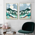 Green Mounts Landscape Nature Contemporary Framed Painting Image Canvas Print for Room Wall Ornament
