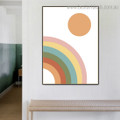 Semi Rainbow Abstract Contemporary Framed Artwork Image Canvas Print for Room Wall Decor