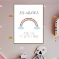 Rainbow Clouds Kids Contemporary Framed Artwork Image Canvas Print for Room Wall Disposition