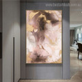 Golden Pink White Abstract Contemporary Framed Painting Picture Canvas Print for Room Wall Outfit