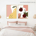 Pear and Apple Fruit Abstract Food and Beverage Modern Framed Painting Picture Canvas Print For Room Wall Ornamentation