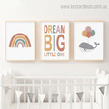 Rainbow Balloons Kids Contemporary Framed Portraiture Pic Canvas Print for Room Wall Decor