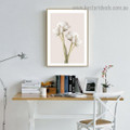 Delano White Daffodil Abstract Floral Framed Painting Pic Canvas Print for Room Wall Drape