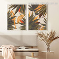 Beige Tropical Leaves Abstract Seamless Botanical Modern Framed Painting Picture Canvas Print for Room Wall Onlay