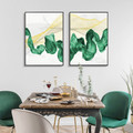 Jade Waves Abstract Modern Framed Painting Photo Canvas Print for Room Wall Decoration