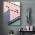 Pink Building Abstract Cityscape Framed Painting Pic Canvas Print for Room Wall Décoration