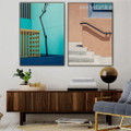 Flecked Facade Abstract Architecture Framed Painting Depiction Canvas Print for Room Wall Furbishing