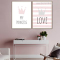 Love My Princess Abstract Kids Typography Modern Framed Painting Portrait Canvas Print for Room Wall Decor