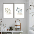 Ellie And Rhino Animal Abstract Modern Framed Painting Photo Canvas Print for Room Wall Decor