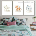 Three Crowned Faunas Animal Abstract Modern Framed Painting Image Canvas Print for Room Wall Decor