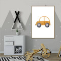 Toy Car Kids Watercolor Framed Painting Portrait Canvas Print for Room Wall Onlay