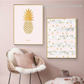 Gold Pink Ananas Abstract Nordic Framed Artwork Photo Canvas Print for Room Wall Decoration