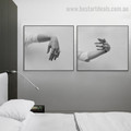 Hands With Rings Abstract Figure Vintage Framed Painting Photo Canvas Print for Room Wall Flourish