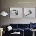 Hands With Rings Abstract Figure Vintage Framed Painting Picture Canvas Print for Room Wall Ornament