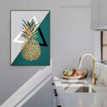Golden Pineapple Fruit Food And Beverage Nordic Framed Artwork Picture Canvas Print for Room Wall Decor