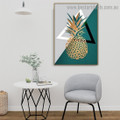 Golden Pineapple Fruit Food And Beverage Nordic Framed Artwork Photo Canvas Print for Room Wall Adornment