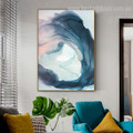 Nordic Blue Smog Abstract Watercolor Modern Framed Painting Photo Canvas Print for Room Wall Garnish