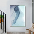 Blue Strifes Abstract Watercolor Nordic Framed Artwork Photo Canvas Print for Room Wall Décor