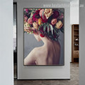 Floral Head Abstract Botanical Nordic Framed Painting Picture Canvas Print for Room Wall Decoration