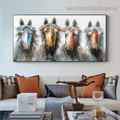 Four Horses Animal Abstract Modern Artwork Picture Canvas Print for Room Wall Ornament