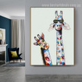 Two Cute Giraffes Abstract Animal Graffiti Smudge Pic Canvas Print for Room Wall Decor
