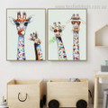 Four Cool Camelopards Abstract Animal Graffiti Smudge Picture Canvas Print for Room Wall Ornamentation