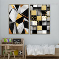 Gold Foil Contemporary Abstract Nordic Geometric Modern Smudge Image Canvas Print for Room Wall Garnish
