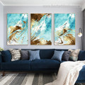 Ocean Gold Abstract Modern Artwork Image Canvas Print for Room Wall Ornament