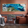 Sea Blue Landscape Abstract Modern Artwork Picture Canvas Print for Room Wall Adornment